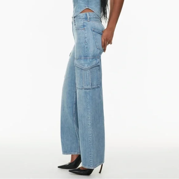 NWT Aritzia color 7 Yrs Bleu Taboo The Farrah Hi-Rise Cargo Jean - Picture 6 of 6